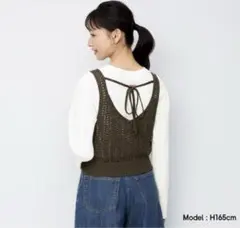 【最終値下げ】GU メッシュバックリボンニットビスチェQ
