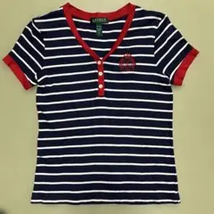 RALPH LAUREN ストライプ Vネック Tシャツ M