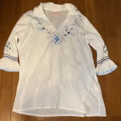 H.Ranch Market 刺繍 7分袖 プルオーバー ホワイトのサムネイル