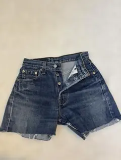 ダークブルー カットオフショートパンツ