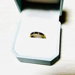 サージカルステンレスゴールドバンドリング ストーン付き11号