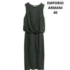 EMPORIO ARMANI レース切替ワンピ 40 黒ストレッチ イタリア製のサムネイル