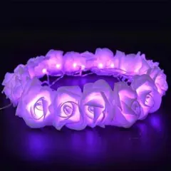 新色⭐️小ぶりな花束*ローズフラワー バラのLEDライト ルームランプ 紫