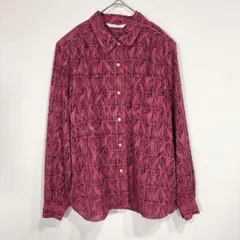 ライファー 長袖刺繍シャツ ブラウス チェック柄 シアー 派手柄