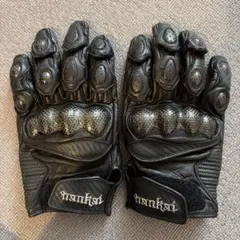 NANKAI ブラックレザー バイク用グローブ