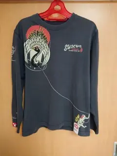 SUIKYO 鶴と日の出柄 長袖Tシャツ