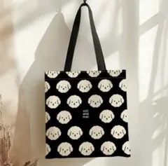 ☆mill and moi 犬の顔柄トートバッグ　トイプードル☆