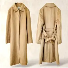 アンケート　ロングコート　9号／M　ベージュ系　ベルト付　比翼ボタン　肌触り良♡のサムネイル