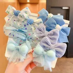 ☆ヘアゴム☆リボン☆子供☆キッズ☆ヘアアクセ☆髪留め☆10個セット☆ブルー　青