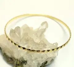 ステンレス製 ゴールド ツイストデザイン バングル⑤