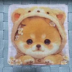 ハンドメイド ♡ハンカチ かわいい柴犬パネル使用 裏はふんわりダブルガーゼ