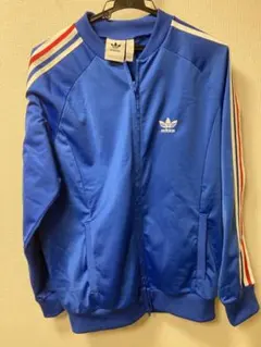 adidas 青 ストライプ ジャージ Lサイズ