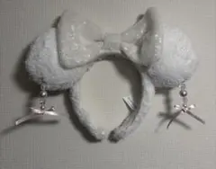 ふわもこ ミニー イヤリングカチューシャ ホワイト