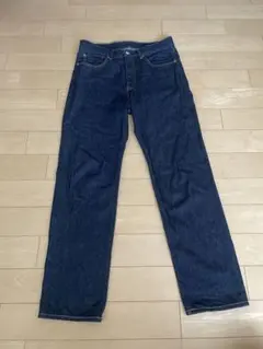 無地ラボ　ムジラボ　ストレートデニム W32xL32 ダークブルー