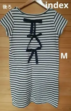 【index】半袖ボーダーワンピース/チュニック バックリボン