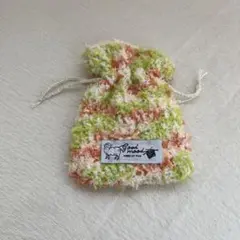 オレンジ、グリーン系　巾着袋