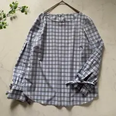 UNTITLED チェック 袖口リボン ブラウスのサムネイル