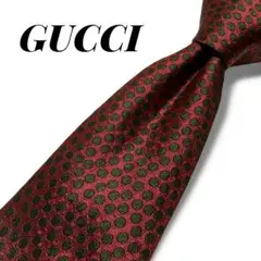 美品 GUCCI グッチ シルクネクタイ ドット柄 レッド グリーン イタリア製