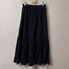 シーズンリーズン　コットンギャザーレースロングスカート　ブラックM 極美品