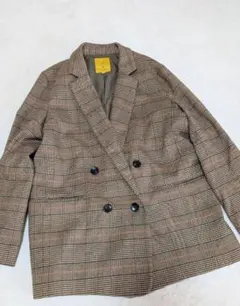 ロッソFbyROSSO チェックダブルテーラードジャケット コート アウター