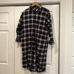 UNIQLO シャツワンピース S 黒と白のチェック