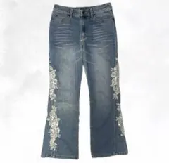 Y2K フェアリーグランジ 刺繍入りフレアデニム