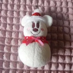 ディズニー　ミニー雪だるま　ぬいぐるみバッチ　ストラップ