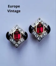 Europe Vintage　ヴィンテージ　　赤&黒　イヤリング　ジュエリー