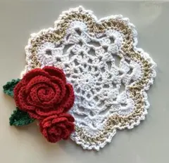 ♡赤いバラ付きのドイリー♡