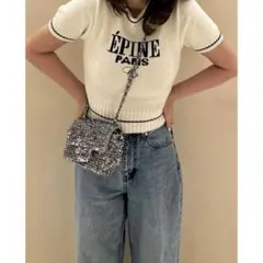 épine PARIS ロゴニットトップス　半袖ニット