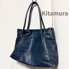 キタムラ Kitamura レザートートバッグ ネイビー 本革 肩掛けA4のサムネイル