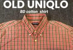 OLD UNIQLO オールドユニクロ　コットンシャツ　ボタンダウン　赤系