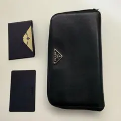 PRADA サフィアーノ ラウンドファスナー長財布 블랙