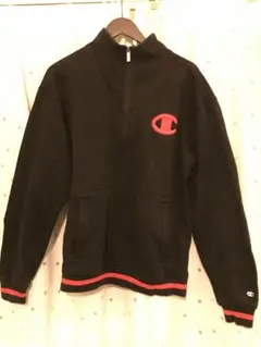 Champion ハーフジップ スウェット　トレーナー ブラック/レッド