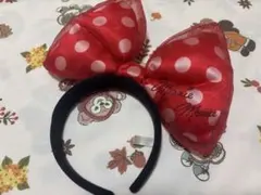 【10年前レア物？】ディズニー カチューシャ ミニー リボン 赤