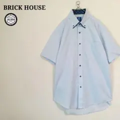 BRICK HOUSE　ブリックハウス　ボタンダウンシャツ　ストライプ　青　Lのサムネイル