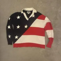 アメリカ国旗　ラガーシャツ　長袖　90s