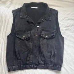 ダークグレー デニム ベスト