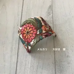 インド刺繍リボン　多色の花柄刺繍 大きめポニーフック(ソフトワイヤー入り)