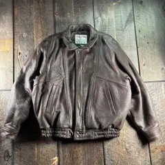 古着　本革　レザーボンバージャケット　ブラウン　A2フライトジャケット　中綿L