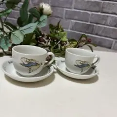 ①ウエッジウッド　ピーターラビット ミニ　ティーカップ&ソーサー 2セット