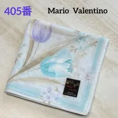 405番　マリオバレンチノ　ハンカチ　未使用　ブルー　花柄　日本製　送料込みのサムネイル