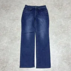 シンプルライフ ストレートジーンズ 11 ブルー 綿混 大きいサイズ デニム