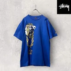 希少 黒タグ 00s STUSSY ステューシー クラウン Tシャツ ゴールド