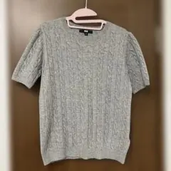 UNIQLO グレー ケーブルニット 半袖 L