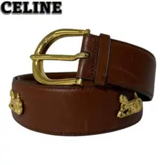 CELINE ヴィンテージ カロッセ ベルト 茶 ゴールド　【B】のサムネイル
