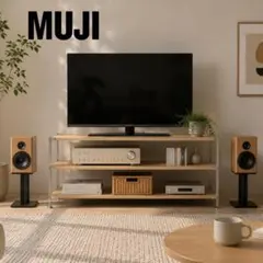 無印良品 ステンレスユニットシェルフ 3段 テレビボード 天然木 無垢材 北欧のサムネイル