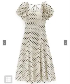 【完売商品】ドット柄バルーンスリーブフレアワンピース［ru1163］