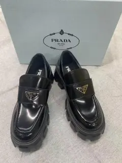 極美品PRADA ブラック ローファー厚底 36