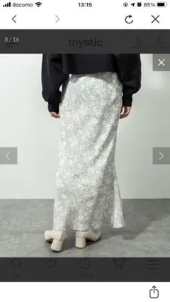 ヴィンテージサテン花柄スカート